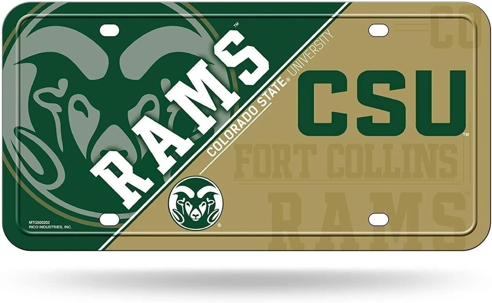 Colorado State University Rams Metal Auto Tag License Plate, Split Design,... - Image 1 of 1