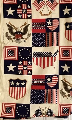 VTG Fabric Traditions Cheater Quilt Panel Patriotic Flags Eagle 4Yx 46"W **As IS - Image 1 of 4