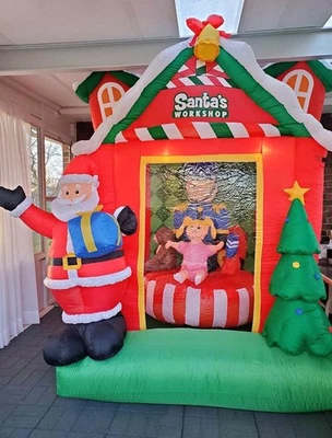 *RARE* Gemmy Airblown Inflatable Christmas 8ft Rotating Santa's Workshop!  - Image 1 of 4