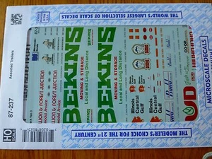 Microscale Decal HO  #87-237 Asst Trailers-Bekins, Bud, Budd, etc. 40' Piggy Bac - Picture 1 of 1