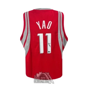 Yao Ming Autographed Houston Custom Red Basketball Jersey - BAS (White #) - Picture 1 of 2