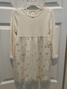 NWT Tullabee Girls Flower Dress Size 5T Ivory Gold Long-Sleeve Tulle - Picture 1 of 10