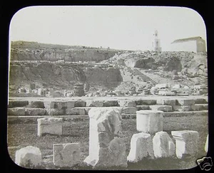 Glass Magic Lantern Slide TEMPLE OF MYSTERIES ELEUSIS ATHENS C1910 GREECE - Picture 1 of 2