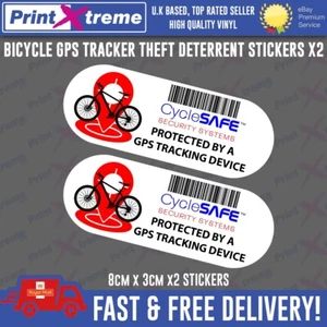 CYCLE GPS TRACKER STICKERS DECALS BICYCLE BIKE THEFT DETERRENT ALARM WARNING X2 - Picture 1 of 6