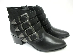 Stivaletti STEVE MADDEN Billey in pelle nera taglia 8,5 M - dettaglio fibbia - NUOVI - Foto 1 di 8