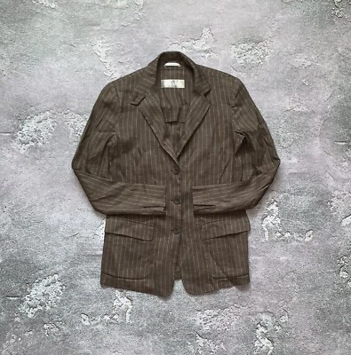 Max Mara 36 brown button up blazer jacket striped  - Image 1 of 4