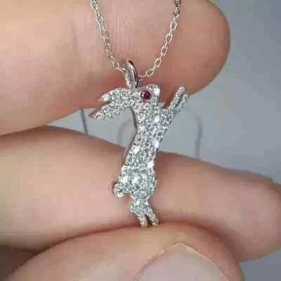 Round Lab Created Diamond Women's Stunning Rabbit Pendant In 14K Gold Plated - Image 1 of 4