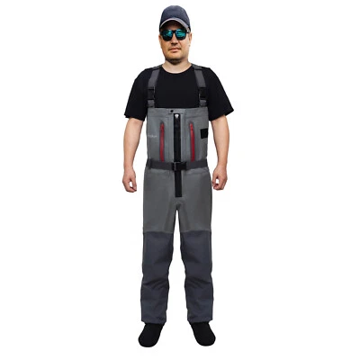 5-Layer Zippered Chest Waders Fly Fishing Stockingfoot Waders for Men Breathable - Image 1 of 4