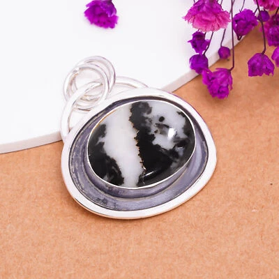 Increíble colgante de plata de ley 925 maciza con piedras preciosas turquesa búfalo blanco V8126 Foto 1 de 4