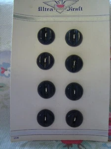 Card 8  Dark Blue - Indented Centre  1940's  Plastic Buttons -  - Foto 1 di 2