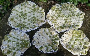 Lote 5 Vintage Crochet/Tejido Perezoso Margarita Hilado Hot Pad Trivet Posavasos Verde Blanco - Imagen 1 de 3