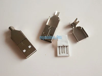 10X USB 2.0 Type A Male 4 Pin 3-Pieces Metal cover Three Types Plug Connector - Image 1 of 4