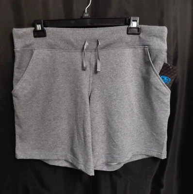 1X 16W ATHLETIC WORKS GRIS ALGODÓN BLD TEJIDO ELÁSTICO TIRO ALTO PULL UP DRAW SHORTS Foto 1 de 4