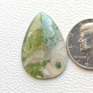 Forma de pera 40ct Natural Verde Musgo Ágata Cabujón Diseñador Ágata Piedra preciosa R11364 - Imagen 1 de 5