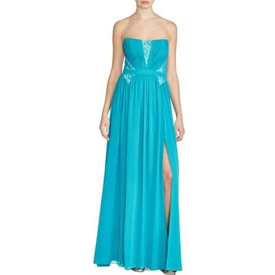AIDAN MATTOX ~ бирюзовый шифоновое кружево акценты без бретелек официальное платье 6 новый $265 - Изображение 1 из 4
