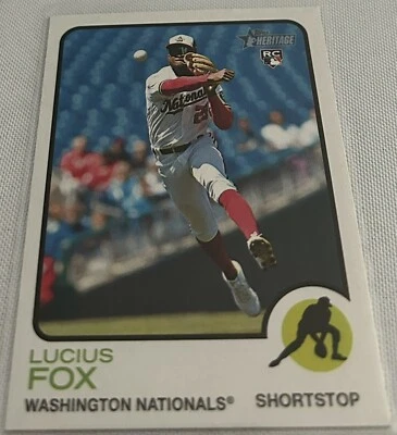 2022 Topps Heritage Baseball Lucius Fox Washington Nationals rookie #618 - Image 1 of 3