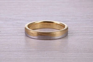 Fede nuziale in oro bianco e giallo 18 kt bicolore larga 4 mm - Foto 1 di 5