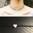 Fashion Women Faux Leather Chokers Chain Heart Necklace Vintage Jewelry Black`Z8