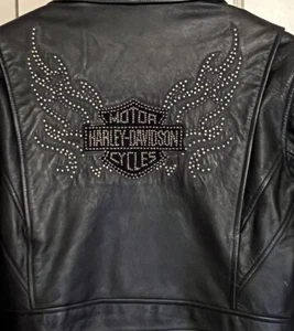 Harley Davidson Motorcycle Women’s Riding Jacket Metal Studded Logo Back Small - Picture 1 of 23