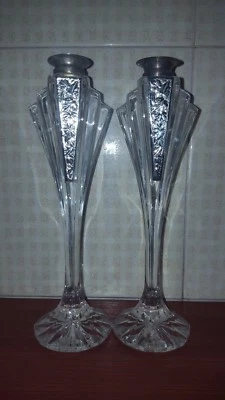 Candelieri coppia Cristallo e Argento - Immagine 1 di 2