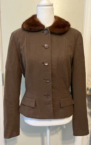 Vintage 50er Betty Rose Braun Nerz Pelzkragen Blazer Jacke S M - Bild 1 von 10
