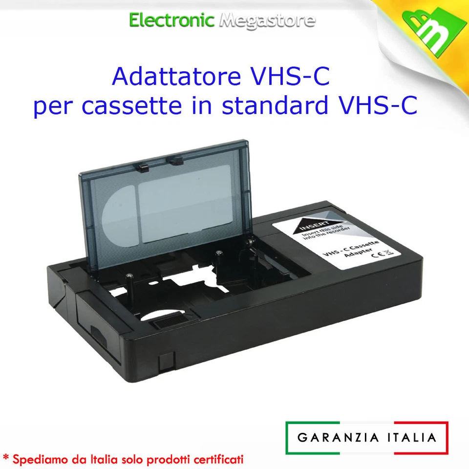 ADATTATORE VHS PER CASSETTE VIDEOCAMERA VHS-C AUTOMATICO - Immagine 1 di 1