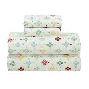 Mainstays 4-Piece Multicolored Stars 100% Cotton Flannel Sheet Set Queen NEW - Picture 1 of 4