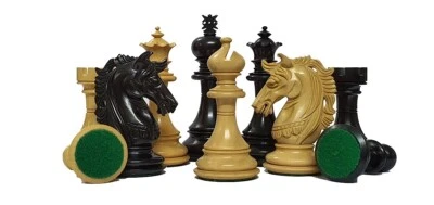 4.4" Prestige Luxury Staunton Chess Pieces Only set- Natural Ebony Wood/Boxwood - Image 1 of 4