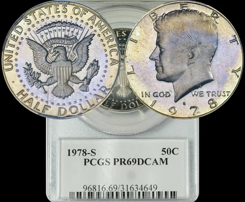 1978-S Kennedy Half Dollar PCGS PR69DCAM  HIGH GRADE PROOF GORGEOUS COLOR TONED Cover