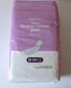 Amazon Basics Bladder Control Pads Ultimate Absorbency, Odor Control Long 30 Ct - Picture 1 of 1
