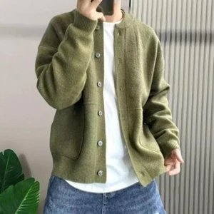 Japanese Style Men's Cardigan Sweater Jacket Thickened Knitted Top Casual - Picture 1 of 27