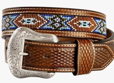 🌵Cinturón con cuentas del suroeste tejido canasta Nocona para hombre🌵N2484408 talla 34🆕️$78 Foto 1 de 4