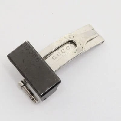 Gucci Genuine Clasp D-Buckle Men's Watch Band Bracelet Parts Silver/Black 19mm - Image 1 of 3