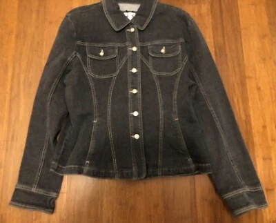 Chaqueta vaquera Live a Little gris de mezclilla M estrás vaquera occidental elástica otoño Foto 1 de 4