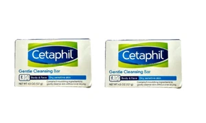 Cetaphil Gentle Cleansing Bar Body Face Dry Sensitive Skin 4.5 Oz Lot Of 2 NEW - Picture 1 of 3