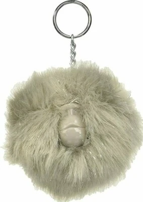 Kipling POMPOM MONKEY Furry Pompom with Monkey Face - Grey Metallic