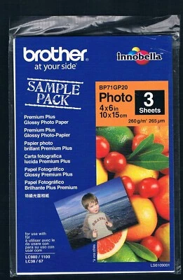 ** PHOTO PAPIER ** BROTHER ** SAMPLE PACK ** 3 SHEETS ** PREMIUM PLUS ** NEU ** - Bild 1 von 2