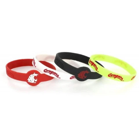 Washington State Cougars Silicone Bracelets 4 Pack Thin [NEW] Jewelry Bracelet Cover