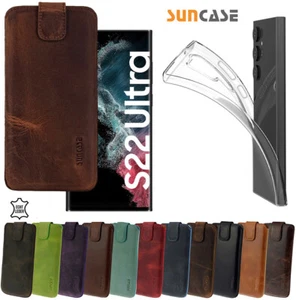 Etui na Samsung Galaxy S22 Ultra 5G Pokrowiec Ochrona Cover Skórzane etui + silikon - Zdjęcie 1 z 22