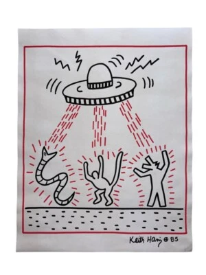 Keith Haring (Hecho a mano) Dibujo medios mixtos sobre papel firmado y estampado Foto 1 de 2