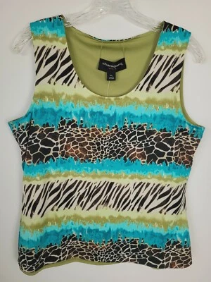 Sharagano Women's Reversible Sleeveless Blouse Size LP Petite NWT Multi Print - Image 1 of 4