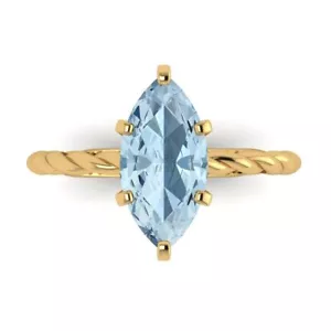 Anillo de promesa de novia topacio suizo de 2 quilates con cuerda marquesa oro amarillo 14 K - Imagen 1 de 11