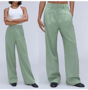 Everlane The Draper Pleated Pants Trouser Wide Leg High Rise Sage Green 4 Short - Picture 1 of 14