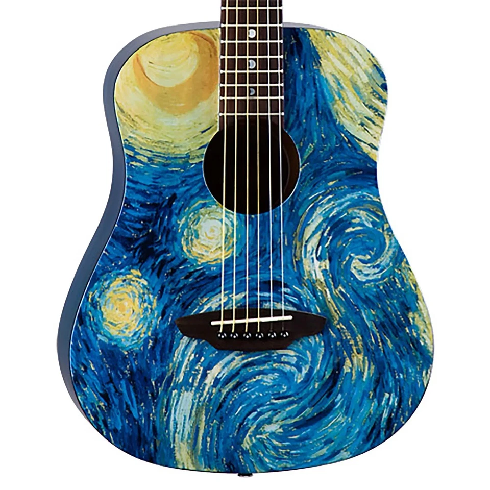 Luna Safari Starry Night 3/4 Size Travel Acoustic Guitar Starry Night Print - Image 1 of 2