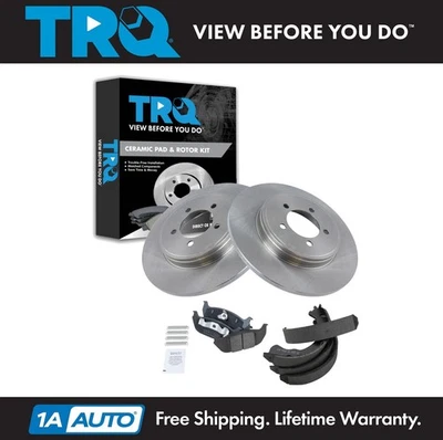 Kit de pastilhas de freio e rotor traseiro de cerâmica TRQ compatível com Lincoln Aviator 2003-2005 - Imagem 1 de 4