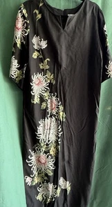 Iolani Made in Hawaii Black Mutlicolors  Floral Maxi Dress sz. L - Picture 1 of 13