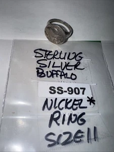 Sterling Silver BUFFALO NICKEL Ring Size 11 Nickel Is Cupped for Effect SS-907 - Picture 1 of 17