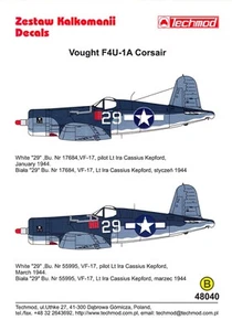 Techmod Decals 1/48 VOUGHT F4U-1A CORSAIR Fighter - Picture 1 of 5