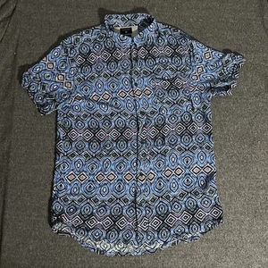 VTG Quiksilver Button Up Shirt Men’s L Geometric Pattern Retro 2000s Surf Style - Picture 1 of 7