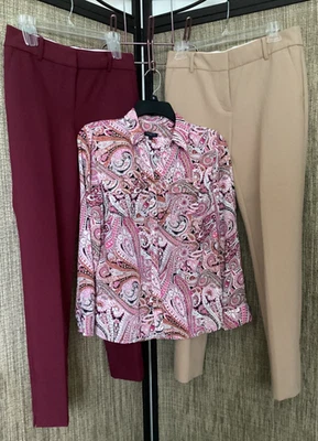 Lote de roupas Talbots 3 peças carreira nova sem etiquetas calças Hampshire e blusa paisley CE 4/SP - Imagem 1 de 4